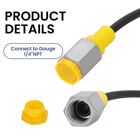 MEASUREMAN hydraulic test hose, 1.6m, G1/4 NPT to M16 connectors, zinc-nickel alloy fittings