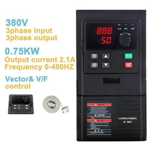 380V VFD Variable Frequency Drive Inverter For 1.5KW 2.2KW 3KW 4KW 5.5KW Motors 220V Three Phase Motor Speed Controller With Adjustable 0 To 400Hz Output Frequency Industrial Grade Inverter Converter, black 2.2kW unit