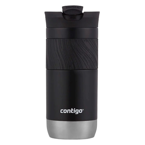 Lockdown Seal Double Wall Vacuum Insulated Stainless Steel Travel Mug Keeps Your Brew Piping Hot Six Hours And Ice Cold Twelve Hours For Daily Grinds 16 Oz Licorice with textured handle