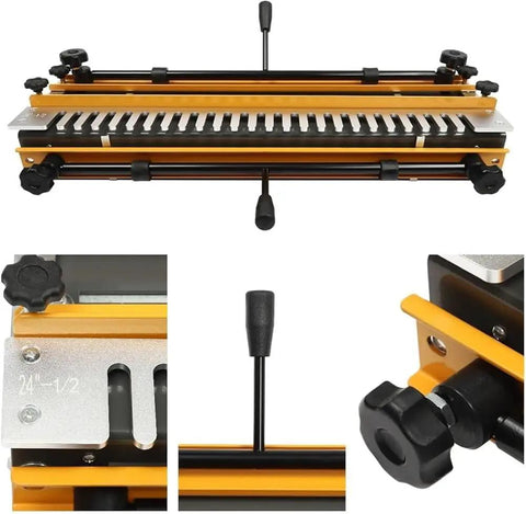 Premium Heavy Duty Woodworking Dovetail Jig Rock Solid Manual Routing Template top view with precise measuring guide and sturdy knobs.