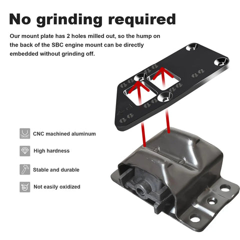 Heavy Duty LS Swap Motor Mounts Adapter Plates For Small Block Chevy To Gen 4 Engine Conversion with CNC machined aluminum detail.