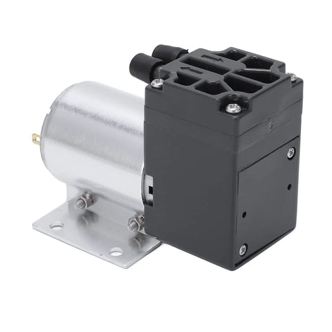 Dc 12V Mini Vacuum Pump With Quiet Operation Oil-Free Design For Sampling Instruments. Compact aluminum body with connectors.