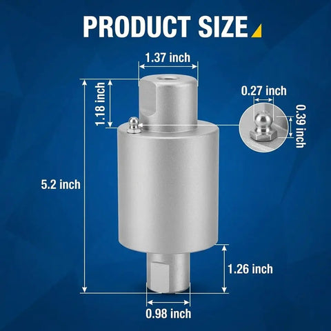 Replacement Rotary Swivel Head For Whirl A Way Surface Cleaners dimensions illustration on blue background
