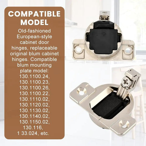 Eight Pack Replacement Cabinet Door Hinges 110 Degree Screw-On Compact 33 Hinge Without Mounting Plate Zinc Alloy