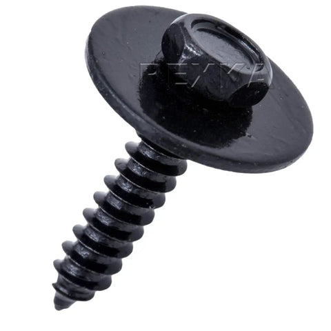 Fifty Pack Hex Head Sems Tapping Screws M4.2 X 20mm Phosphate Coated Auto Trimmer Fasteners For Gm Jeep Wrangler Chevy Truck Buck Gmc close-up of screw with washer head