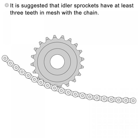 Top Tier Chain Idler Sprocket Tensioner Roller 17 Teeth 3/8 Inch Pitch With 6001Z Precision Bearing 12mm Bore shown with chain.