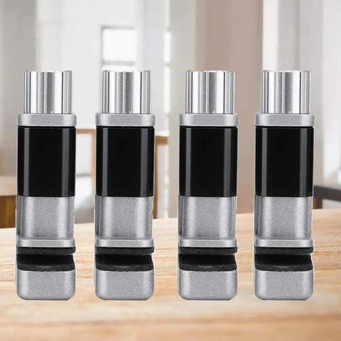 4Pcs Universal Aluminum Phone And Tablet Holder Clamp With Scratch Proof Rubber Pads Heavy Duty Grip Vehicle Mount arranged on a wooden table.