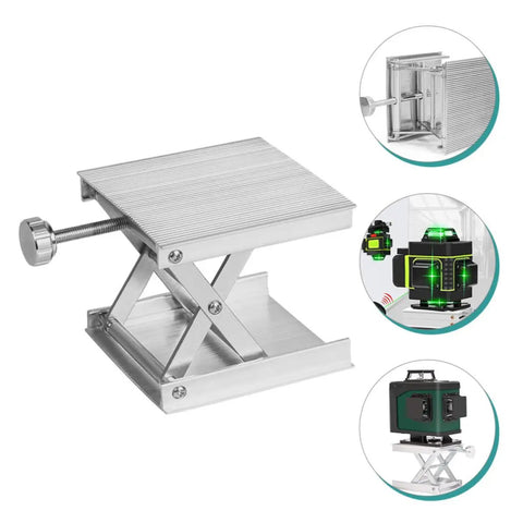 Heavy Duty Aluminum Alloy Lift Stand For Machines With Adjustable Height And Easy Install Design perfect for leveling workbenches in industrial and scientific setups. Adjustable scissor lift with clamps.