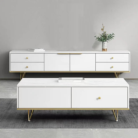 Solid As A Rock Premium Gold Hairpin Desk Legs 4 Pack Heavy Duty Steel Furniture Feet Replacement For Couches Side Tables And Cabinets 250mm Tall No Sweat Install on a modern white cabinet.