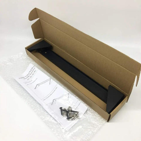 Ready To Roll 1U Vertical Wall Mount Rack For 19 Inch Network Gear in box with screws and instructions for easy installation.