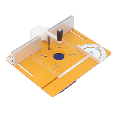 Rock Solid Adjustable Electric Router Lift System With Inverted Lifting Base For Router Tables featuring precise height adjustments and an aluminum base.