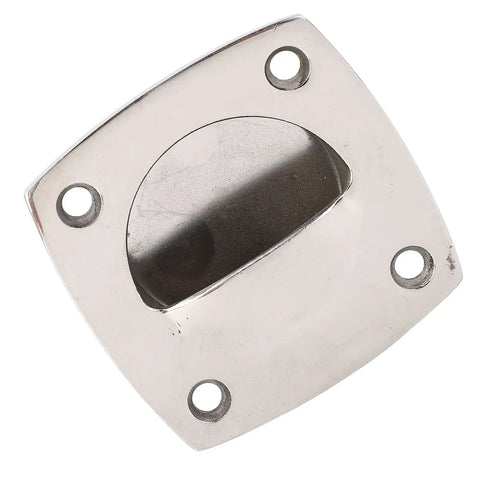 Badass Marine Grade Solid Stainless Steel Flush Pull Handle Rust Proof Cabinet Hardware minimalist square design top view.