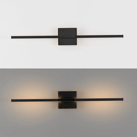 Black 28-Inch Modern Dimmable Integrated LED Wall Sconce for Bathrooms and Hallways, Metal Vanity Light for Bathroom Mirror