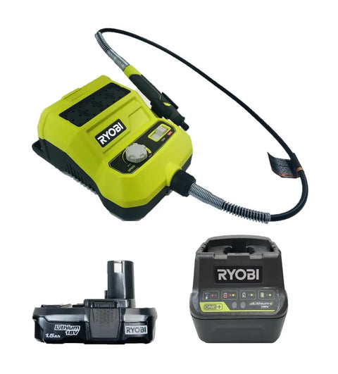 Portable 18 Volt Cordless Rotary Tool With Variable Speed Up To 34000 Rpm Sweet Handling Including Battery And Charger and charger with flexible shaft.