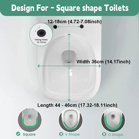 Square Toilet Seat With Smooth As Butter Soft Close Slow Shut Lid Quick Release Hinges dimensions for square toilets.