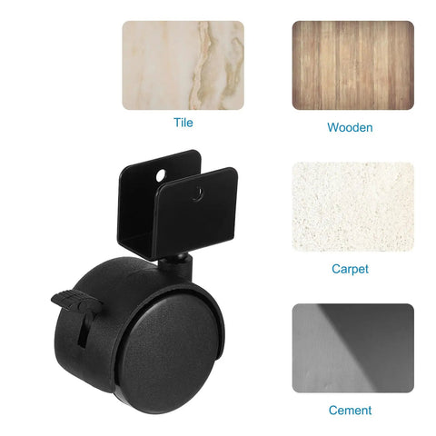 Top Shelf Ninja Quiet 2 Inch Swivel Caster Wheels Featuring Secure Locking Brake Plus Sturdy U Bracket 4 Pack on various surfaces.