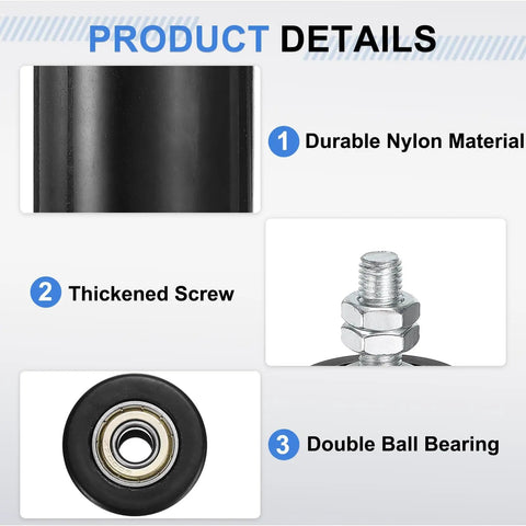 Eight Pack Sliding Gate Rollers With Nylon Wheels And Ball Bearings, 1.7 Inch Diameter Gate Guides For Sliding Doors, product details