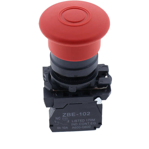 Heavy Duty Emergency Stop Switch Bullyproof Drop In Replacement For Genie Boom Lifts S40 S45 S65 S80 S85 And Z4525 Steel Cut Off Safety Button. Red button and black housing.