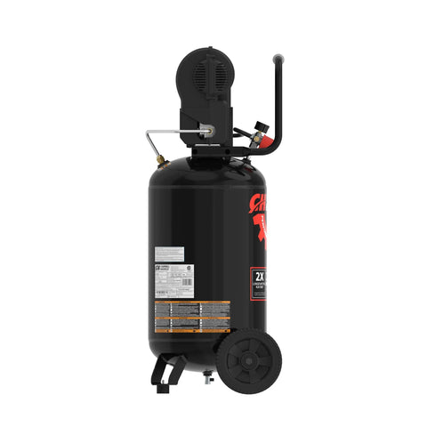 Campbell Hausfeld C151CH 15 Gallon Vertical Air Compressor with high pressure capacity, shown in profile view.