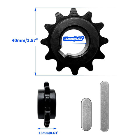 35 Chain Sprocket 12 Tooth 5 By 8 Bore 3 By 16 Keyway C Type for mini bikes and go karts with measurements and steel keys
