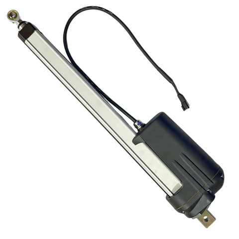 Engineered Electromechanical Linear Actuator 6300153 Direct Fit For Caterpillar Rm400 Recycling Remixer with black housing and metal rod.