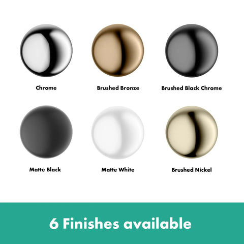 Image showing the six finishes available for AddStoris Modern Towel Bar 24 Inch Brushed Bronze Finish For A Sleek Dope Bathroom Upgrade.