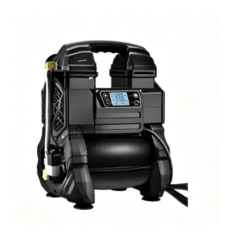 Silent Oil-Free 220V Industrial Air Compressor Brushless Motor With Frequency Conversion Energy Saving Low Noise Design High Power Performance For Professional Workshops And Home Garage Use Durable Black, front view with controls.