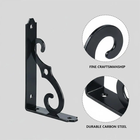 Sturdy Triangular Wall Shelf Bracket made from beefy carbon steel for floating shelves, matte black finish, heavy duty wall mount support.