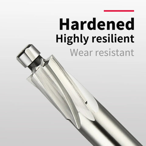 M5 Straight Shank Counterbore End Mill 4 Flute HSS End Milling Tool Set, close-up of 8mm shank, showing flutes and durability