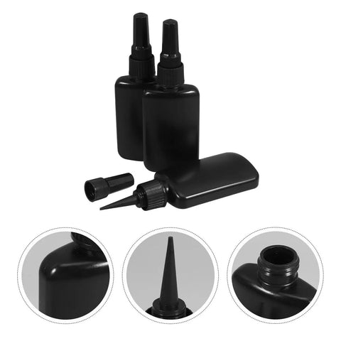 Solid Black 50ml H Dpe Sealed Dropper Bottles Kit Perfect For Industrial Glue Dispensing And Diy Craft Projects With Thickened Plastic Fine Tips For Smooth Pouring Every Time.