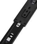 Close-up of Heavy Duty 3-Section Drawer Slides Black 14 Inch, 100 Lb Load Capacity, metal rails detail.