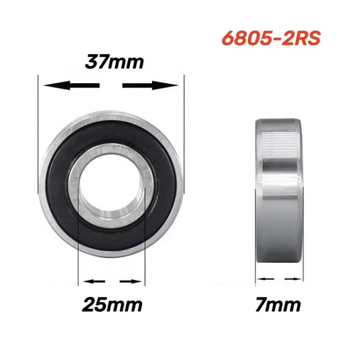 Beefy Build 6805 2RS Double Sealed Ball Bearing 25X37X7MM profile view with dimensions, suitable for bike bottom brackets.