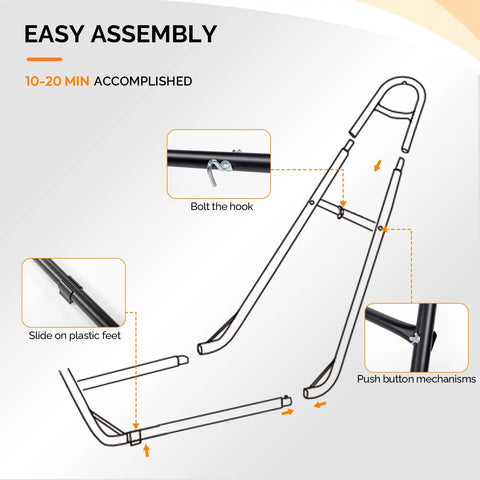 Beefy Heavy Duty Hammock Stand With Adjustable Frame For Outdoors Portable Double Bar Design assembly instructions