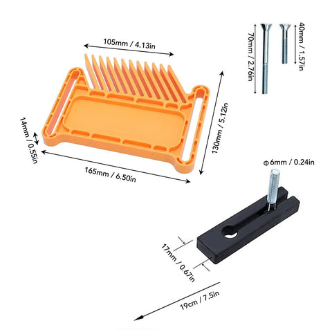 Heavy Duty Stackable Featherboard Woodshop Safety Kickback Blocker Table Saw Router Table Band Saw Dead Grip Clamping Accessory with dimensions