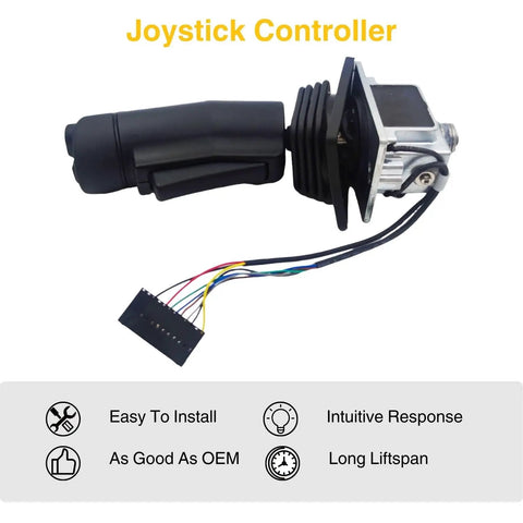 Premium Single Axis Control Stick For Genie Vertical Mast And Scissor Lifts Heavy Duty Slick Replacement Knob showing joystick with wiring.