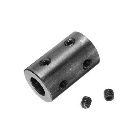 Beefy Rigid Shaft Coupling Set 5/8 Inch Bore To 1-1/4 Inch OD 2 Inch Long Black Oxide Steel with 4 Set Screws Motor Wheel Coupler