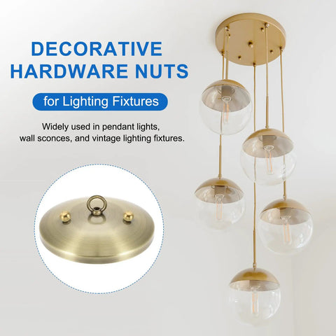 Six Pack Brass Ball Lamp Finials 6mm Ball Size M3 X 0.5 Thread Nut Caps For Lighting Fixtures Decorative Brass Screw Caps Covers Easy Tool Free Install 6Pcs Gold Tone Hardware shown in pendant light setup