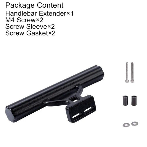 Bike Handlebar Extender And Stem Tube Extension package with screws, sleeves, and gaskets for Light Lamp Phone GPS Stopwatch Mount