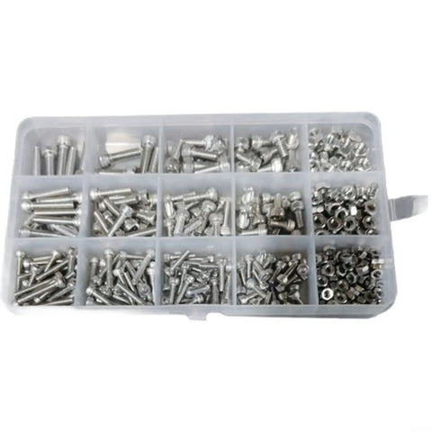 M3 304 Stainless Hex Socket Head Cap Screws And Nuts Kit, 150 Pcs Each, Grade 8.8 High Strength Bolts in compact case, organized view