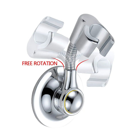 Shower Head Holder With Suction Cup, Adjustable Height, 360 Degree Rotating, Multi-Directional Bracket in Chrome Silver