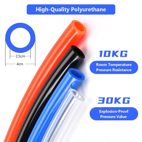 Auxazalux air line kit with polyurethane tubes in orange, black, blue; 12 ft length, push-in fittings for Eaton Fuller