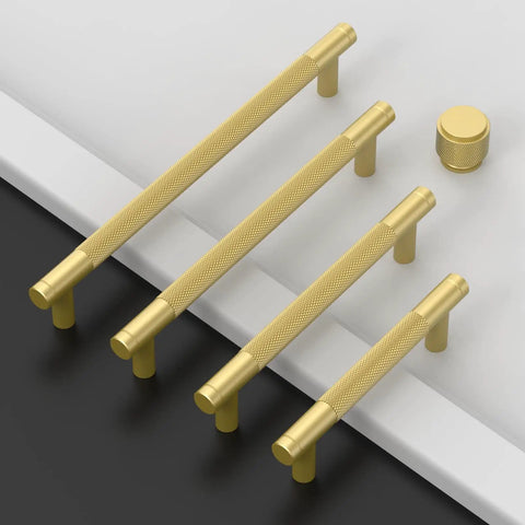 Six Pack Brushed Gold Cabinet Knobs And Pulls Set For Kitchen Cabinets And Dresser Drawers Heavy Duty Solid Metal Hardware For Cupboards