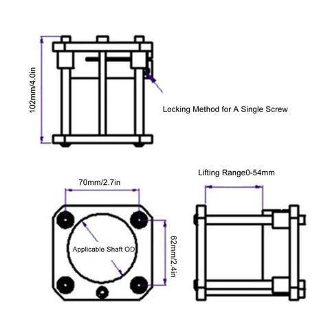 Solid Aluminum Router Table Insert Plate With Smooth Flip Lift Base and Quick Zero to Fifty Four Millimeter Height Tweaks diagram with measurements.