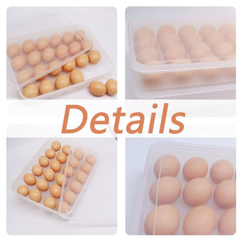 Two Pack Covered Egg Holder Set Clear Stackable Egg Trays For Refrigerator Each Tray Holds 24 Eggs Total 48 Eggs Durable Plastic Storage