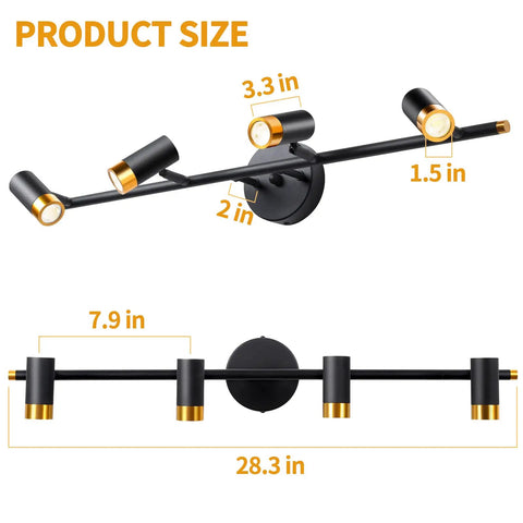Dope Four Light Black Vanity Lights Over Mirror With Plug In Cord Sleek Industrial Wall Sconce dimensions and details