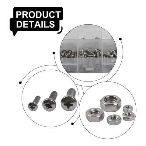 320 Piece 304 Stainless Steel Hex Nut And Bolt Kit With Washers Assortment Set For Home Auto And Marine Projects Rust Resistant Hardware In 5 Sizes From 2mm To 5mm, screws and nuts in organizer case