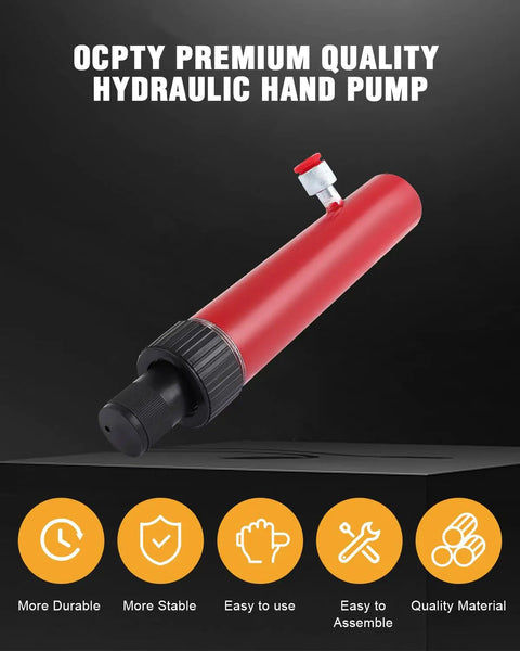 Top Shelf 10 Ton Hydraulic Porta Power Hand Pump with chrome plungers and forged steel body for chassis repair.
