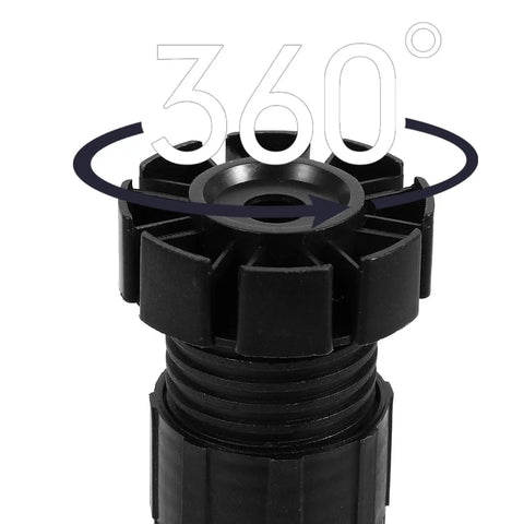 Adjustable Furniture Legs for Cabinets Black 4 Pack Heavy Duty ABS Leveling Feet with 360-degree rotation arrow