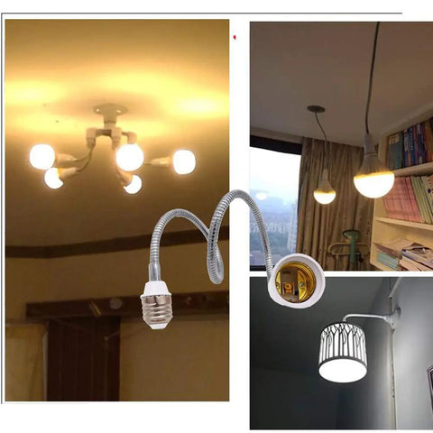 Flexible Gooseneck E26 E27 Light Socket Extender Adapter 22.5 Inch Extension Set Of Two in various lighting fixtures.