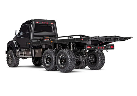 Rear view of Beast 1-Tenth Scale 6WD RC Hauler With Pro Scale Winch, showcasing rugged off-road tires and realistic detailing.